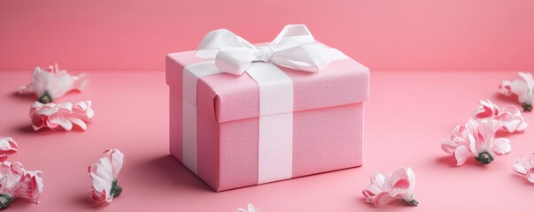 Black friday concept of  Gift or present box on pink table top view