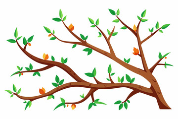 Poster - Vector illustration of leafy tree branch against a white background