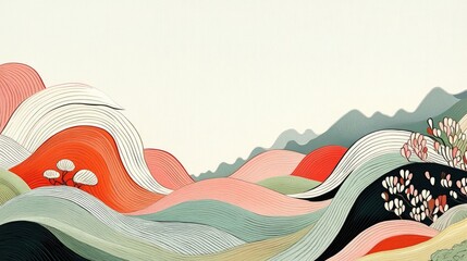 Sticker - Abstract Waves in Shades of Orange and Pink