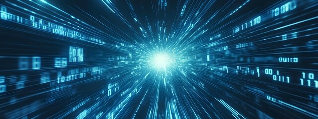 Digital binary code background with blue color, representing data and technology