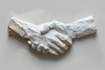 Wall Mural - Handshake in style of crumpled clothing apparel diaper.