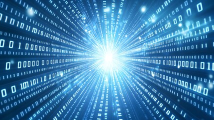 Digital binary code background with blue color, representing data and technology