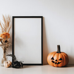 A clean, minimalist mockup of a photo frame with a 2:3 aspect ratio for Halloween. 