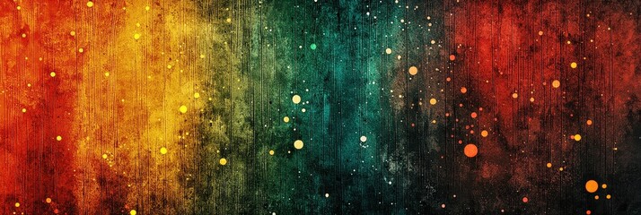 Poster - Abstract artwork featuring gradient colors transitioning from warm red to green, accented with artistic paint splashes