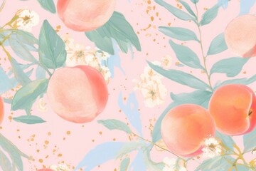 Wall Mural - Peach plant fruit food.