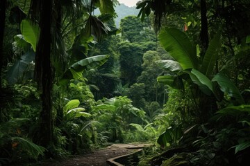 Wall Mural - Tropical Jungle vegetation outdoors woodland.