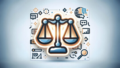 Wall Mural - Flat Isolated Scales of Justice Icon with Glowing Effect for Human Rights Day Infographics: Modern Vector Design Highlighting Fairness and Equality in Simple Illustration