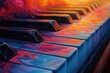 © Vesna - surreal flowing piano keys transforming into a vibrant abstract landscape swirling colors and dynamic shapes create a visual representation of music harmonious blend of realism and abstraction