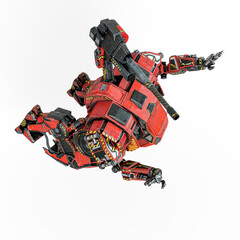 Wall Mural - the war machine is floating on white background in top view