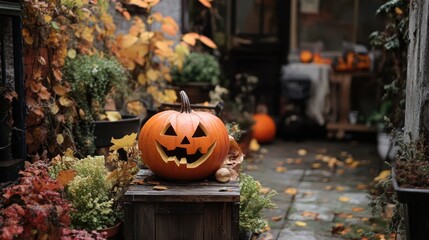 Wall Mural - halloween outdoor decoration in autumn