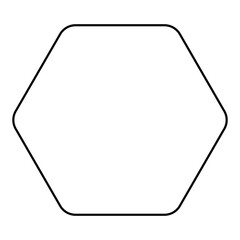 Wall Mural - rounded hexagon shape symbol, black and white vector silhouette illustration