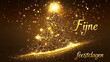 © Dirk - Starry Christmas tree, golden color, , text 'Fijne feestdagen', white and gold colors. Christmas card design with dutch text Happy Holidays”. Mockup for invitation card, greeting card. Merry Christmas