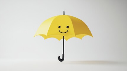 Wall Mural - Yellow Umbrella with a Smiley Face