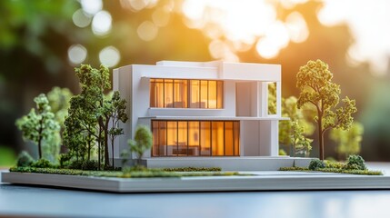Architectural model maker studio background bright lighting clean layout