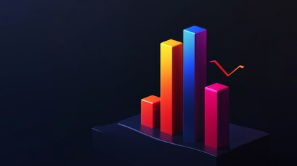 Leinwandbilder - Colorful 3D Bar Graph on Dark Background