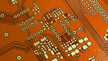 Wall Mural - orange printed circuit board. background or texture