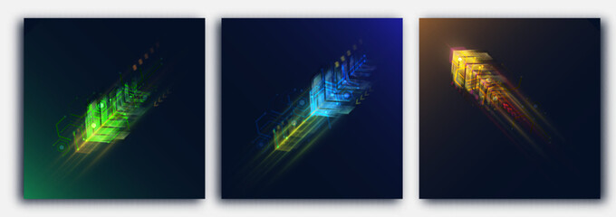 Poster - Light effect high speed movement arrow light speed bright glow for web design game interface and illustration.