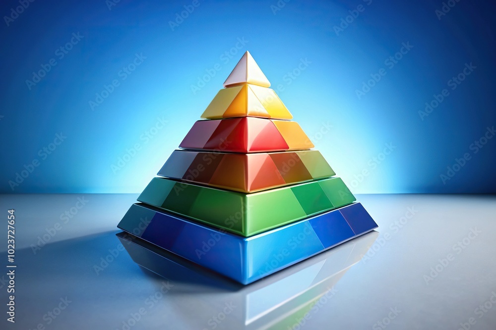 Pyramid Innerview Hierarchy and progress represented by inverted pyramid segments in wide ...