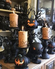 Wall Mural - halloween candle holder decorations in the store