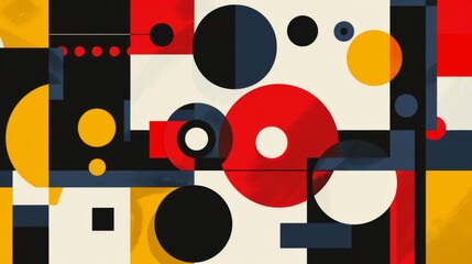 Wall Mural - abstract geometric bauhaus pattern poster featuring bold shapes and primary colors. minimalist desig