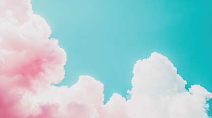 Wall Mural - cotton candy-colored clouds against a turquoise sky, creating a dreamy and surreal atmosphere. conce