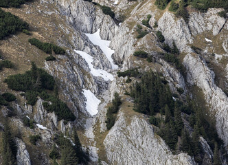 mountain ridge rock with snow