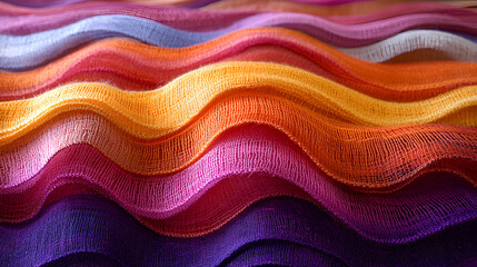 Wall Mural - colorful fabric waves creating a vibrant display of textures in soft hues and gradients at a textile