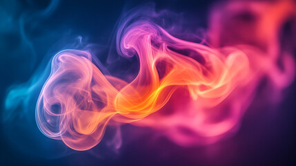 Wall Mural - colorful abstract smoke swirls blend in vibrant shades of pink, orange, and blue against a dark back