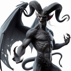 3d black devil on white background