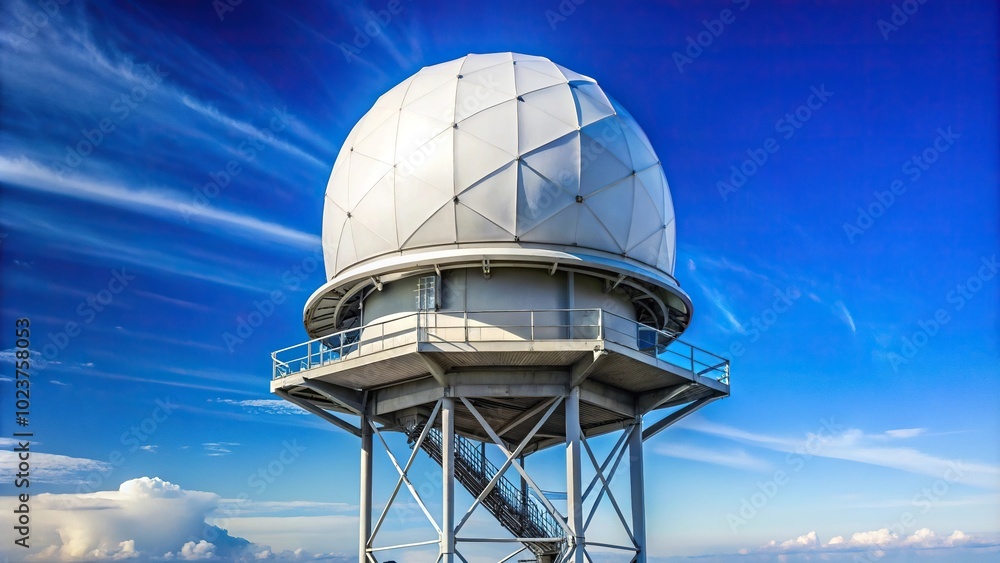 meteorologic radar tower with white dome, extreme close-up Stock ...