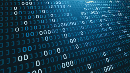 Abstract Blue Binary Code Background for Digital Technology Concept