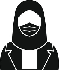 Canvas Print - Simple vector icon of a muslim businesswoman wearing a medical mask