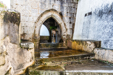 The old streets and houses of the traditional medieval Ourem village in Portugal