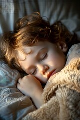 Wall Mural - Portrait of a sleeping child in bed