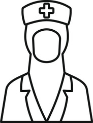 Poster - Simple line drawing depicting a muslim nurse wearing a hijab with her uniform