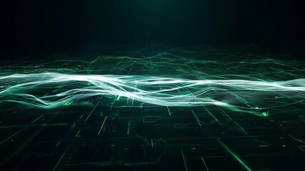 A computer generated image of a green, black and white background with a lot of lines and shapes
