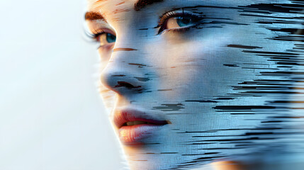 Wall Mural - a woman's face is made up of lines and dots, ai
