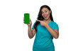 © PeopleVideos - Confident young nurse in scrubs using a smartphone featuring a green screen