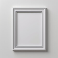 Minimalist white picture frame mounted on a plain wall, casting soft shadows.
