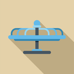 Poster - Minimalist illustration of a roundabout spinning on a playground, in flat design with long shadows