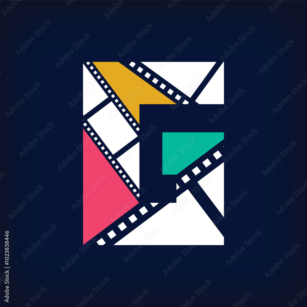 Color film photo collage letter g logo design in modern sign form