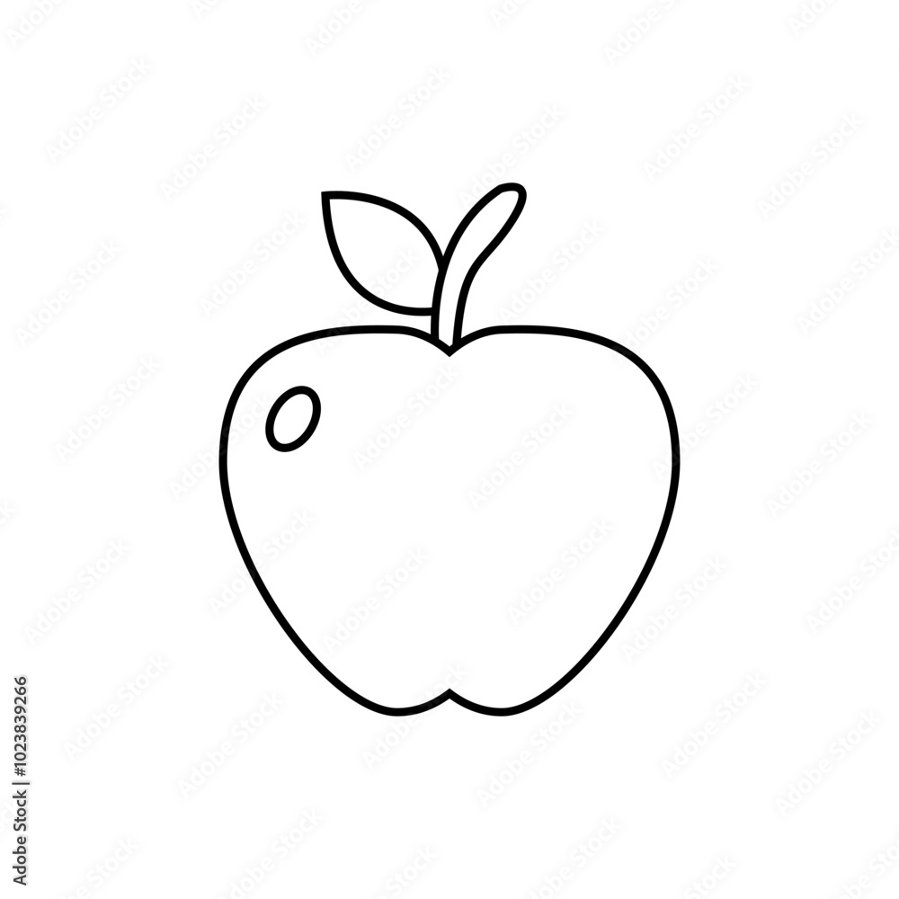 Apple fruit outline for children coloring page or coloring book vector ...