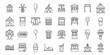 © anatolir - Funfair icons set. This set of icons features various attractions and food stands found in amusement parks, perfect for representing fun and entertainment