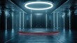 © BloomArt - Futuristic Metal Room with a Circular Platform and Glowing Lights