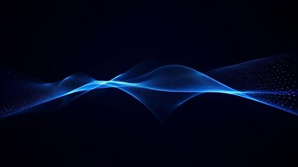 Wall Mural - abstract digital blue waves in dark space, pattern of energy motion in cyberspace. concept of sound,