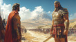 © krist - Two ancient warriors standing off in front of their armies