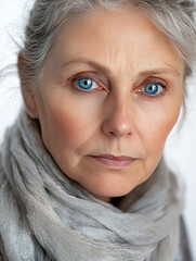 Portrait of beautiful elderly Female with blue Eyes