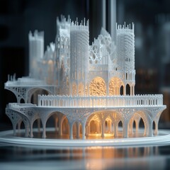 3D printer creating an intricate architectural structure