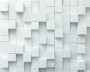 Wall Mural - random offset white cube block background with copy space for a modern look