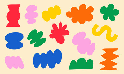 Wall Mural - colorful abstract floral shapes bundle. a vibrant collection of 14 colorful abstract floral shapes, 